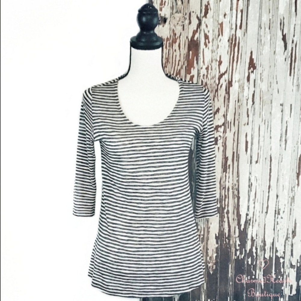 W5 Concepts Striped Empire Top Black And White Size S